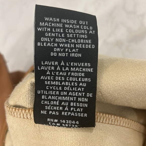 7 For All Mankind Faux Leather Wide Leg Cropped Pants Saddle Tan Size L - Picture 11 of 16